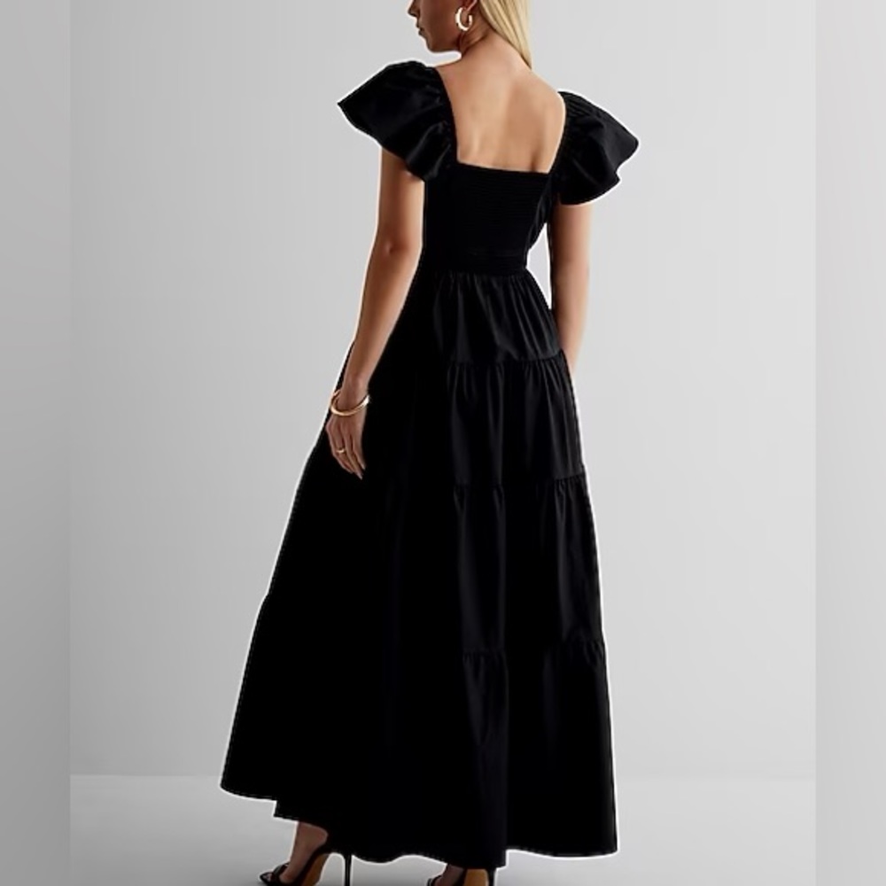 NWT Express V-Neck Flutter Sleeve Tiered Maxi Dress - Picture 4 of 6